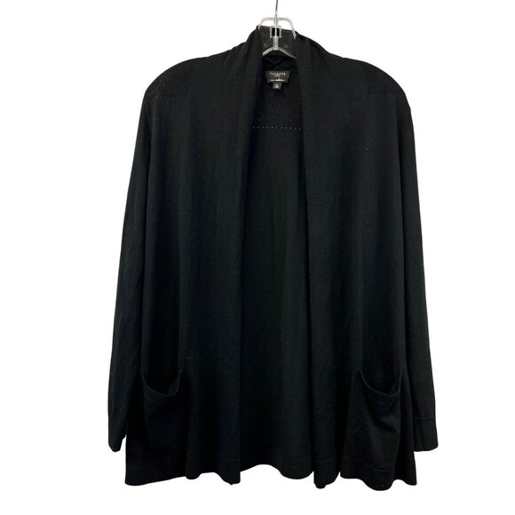 Talbots Womens Open Front Merino Wool Cardigan Black Sweater Size Small Petite - Picture 1 of 7